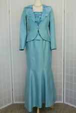 Presen De Luxe Turquoise Silk 3 Piece Outfit Size 12 Wedding