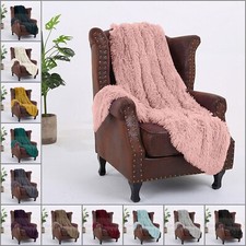 Faux Fur Fleece Throw Blanket