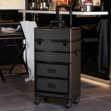 Large Makeup Trolley Case Mobile Beauty Vanity Hairdressing Nail Case W/Drawer