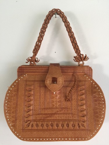 Moroccan purse vtg leather - purse,