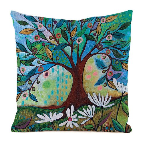 Flower tree throw pillow - tree,
