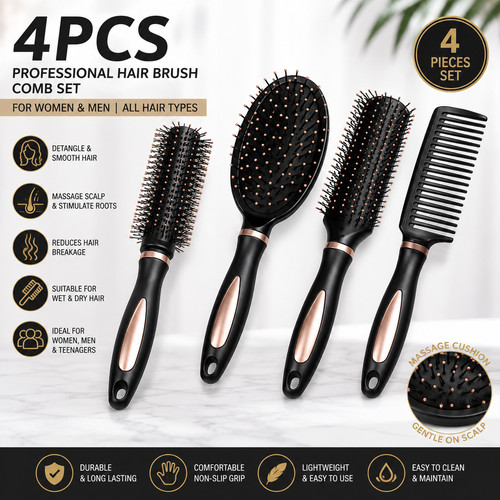4pcs hair brush comb set - hair,