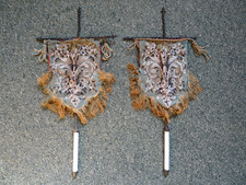 2 x Antique Victorian Bead Work Fire Face Screens - 19th Century - Please Read