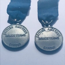 Vintage Dance Medals Pair Ribbons British Amateur Dance Teams League Casino 1947