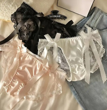 Women's Lace back Panties Satin Silky feel front Sexy bow detail Low Waist sissy