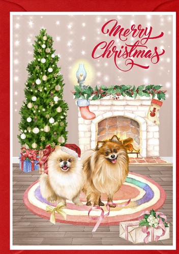Pomeranian dog christmas - dog, card