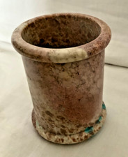 Vintage marble pen holder classic stone look 3 x 4 ins 