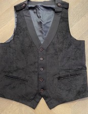 Men’s Waistcoat, Brown Front & Grey Back, Size S 36 In Chest,  5 Buttons