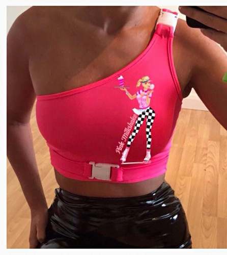 Women pink one shoulder - pink,