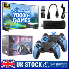 Wireless 4K 70000+ Built-in Games HDMI TV Game Stick Console +2 Wireless Gamepad