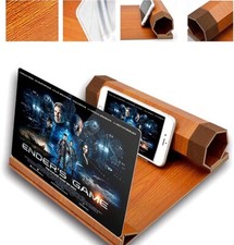 12" Foldable Smart Phone Screen Amplifier Enlarger Wooden Phone Holder Stand wit