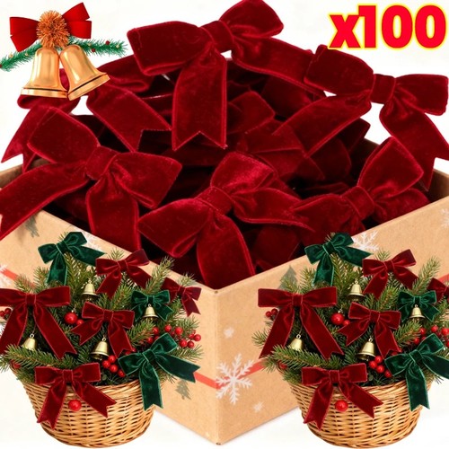 Red velvet bows christmas - red,