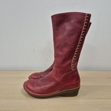Dr Martens Vintage 11987 Red Cherry Leather Mid Calf Chunky Wedge Boots Uk 4
