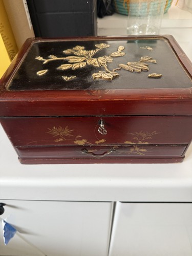 Antique asian lacquer sewing - asian,