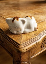 Vintage Sleeping Cat Porcelain