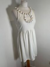 Milly New York white dress M UK 10 VGC cotton knit beaded chunky key hole