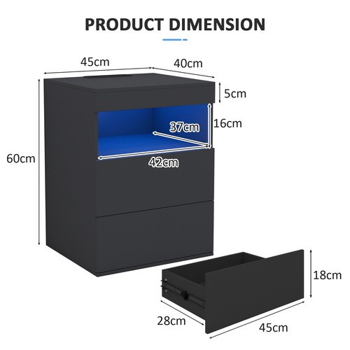 Led light bedside table 3 - led, 2/3