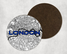 City Map London UK Travel Hometown Round Coaster Tea Coffee Present Gift