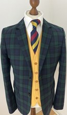 JACK WILLS Mens 38R Blazer Green Tartan “Black Watch” Wool Mix Jacket