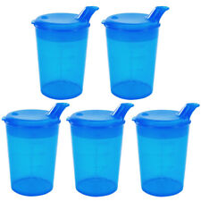 5x Adult Drinking Beakers 250ml Elderly Feeding Cups & Lids Wide Spout 12x10mm