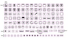 119 small assorted oven symbols decals stove stickers for oven cooker & range.