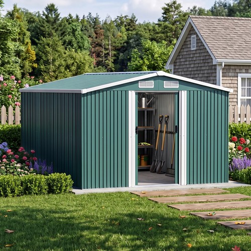 10ft 8ft metal shed - 8ft, outdoor