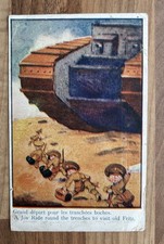 WW1 Patriotic Propaganda Postcard ?? Tanks. Story about Tanks in France…