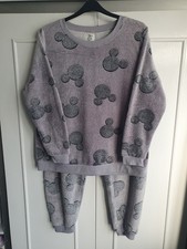 Ladies Grey Disney Mickey Mouse Pyjamas From Primark Size XL 18-20