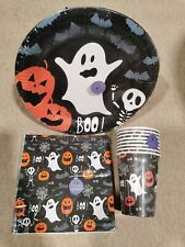 HALLOWEEN Plates Cups Napkins Tablecloth Birthday Party Celebration Set Ghost