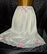 Stunning  silky ICE WHITE satin  half  slip cd/tv  30 - 52  BNWOT  kittys