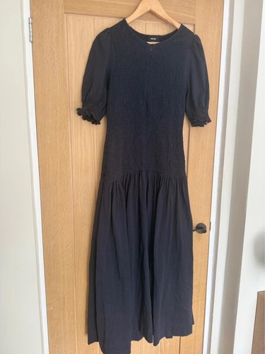Navy shirred maxi - maxi, dress