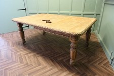 Bleached Oak Gothic Style Extending Dining Table
