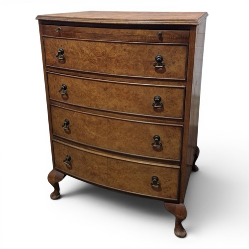 Walnut bow front chest - walnut,