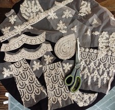 25 Saree/Sari Snippets. Beige/ neutral Slow Stitching/Junk Journaling/crafts