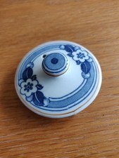 Vintage Teapot Lid, Blue And