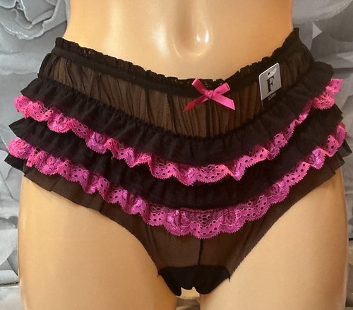 Black pink womens frilly - pink,