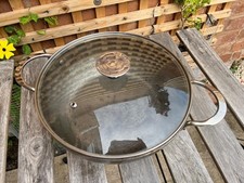 DE BUYER Mineral B Element 24CM Steel Deep Frying Pan, 2 Handles & matching Lid.