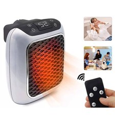  Mini Heater Fan Wall Plug in Portable Ceramic Space Heater Timer 800W w/Remote