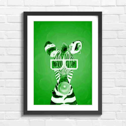 Fun zebra with glasses - zebra, 3d