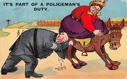 Postcard comic seaside fat - comic,