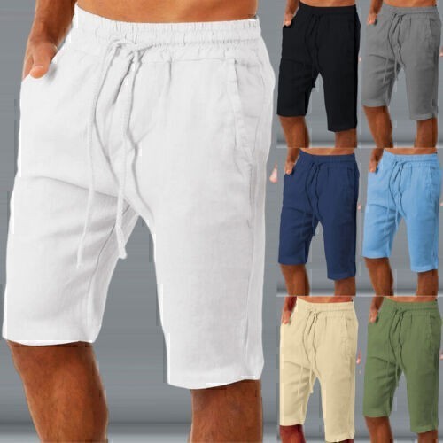 Cotton linen mens elasticated - linen,
