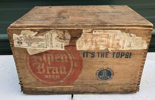 Alpen brau beer wood crate - brau,