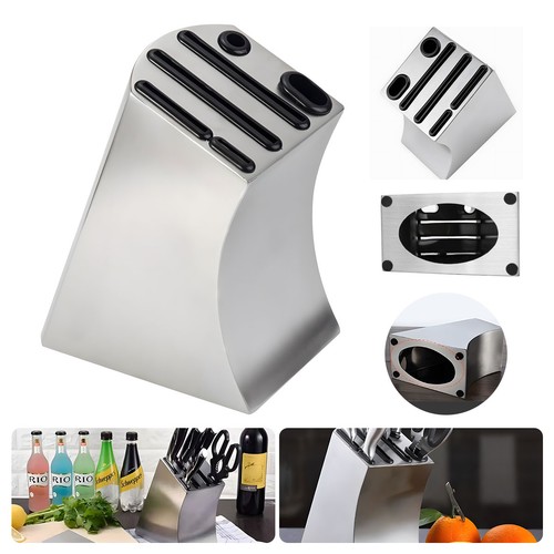 Stainless steel knife block - steel,