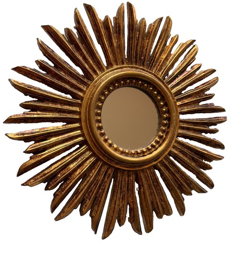 Mcm gold sunburst wall mirror - gold,
