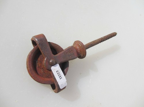 Vintage cast metal pulley - cast,