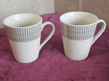 Pair of White Mugs with Black Geometric Design from Scribe by Home Accessories