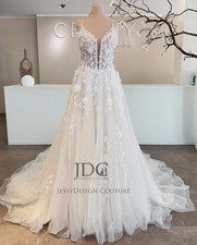 3D Flowers Lace Wedding Dress