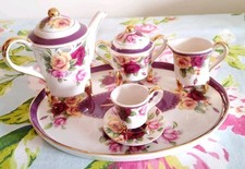 Miniature Regal Bone China Old Country Roses Style Boxed Gift Tea Set