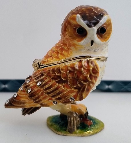 Owl metal trinket - trinket, box