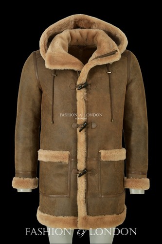 Mens sheepskin duffle coat fur - coat,